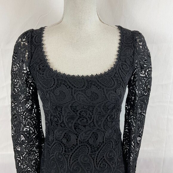 Maeve by Anthropologie Dress US 0 Black Lace Overlay Long Sleeve New NWT - Picture 3 of 13